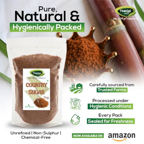 Image of Thanjai Natural 1kg Sugarcane Jaggery Powder | Naatu Sakkarai | Prepared Country Sugar