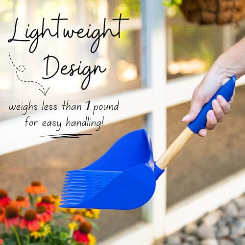 Image of The Coop Scoop Shelf 2-in-1 Chicken Poop Scooper & Rake, 10 inch Handle