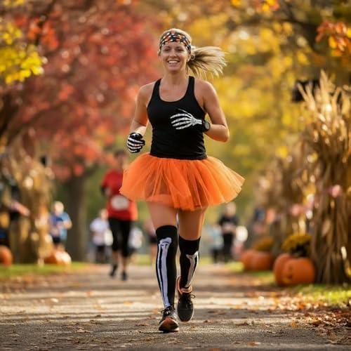 Gone For a Run Skeleton Halloween Knee High Half Cushioned Athletic Running Socks Fun Running Socks , Size