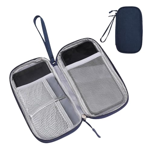 Travel Cable Organiser Bag, Portable Electronics Travel Organizer Tech Pouch, Universal Cord and Travel Gadgets Cable Pouch for Cables Power Bank Earphone USB Drive Hard Disk (Single-Layer Navy Blue)