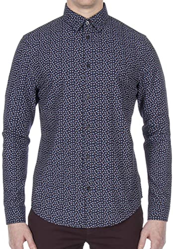 Ben Sherman Camisa floral de manga larga de micro sarga - 0047989 Blazer azul marino, Blazer azul marino, X-Small