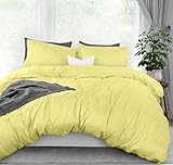 Utopia Bedding Duvet Cover Queen Size - 3 Piece with Zipper Closure - 1 Comforter Cover 90X90 Inches & 2 Pillow Shams 20X26 Inches (Yellow) Comforter Not Included