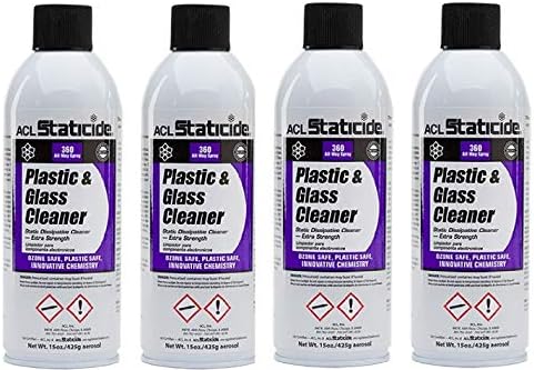 ACL Staticide 8670 Plastic and Glass Cleaner, Aerosol, 15 oz. (4)