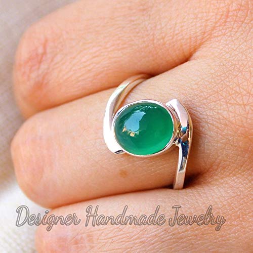 Jewelry Anniversary Rings Natural Green Onyx Ring 925 Sterling Silver Ring Designer Green Onyx Faceted Ring Handmade Jewelry Ring Dainty Birthstone Ring Gift For Her