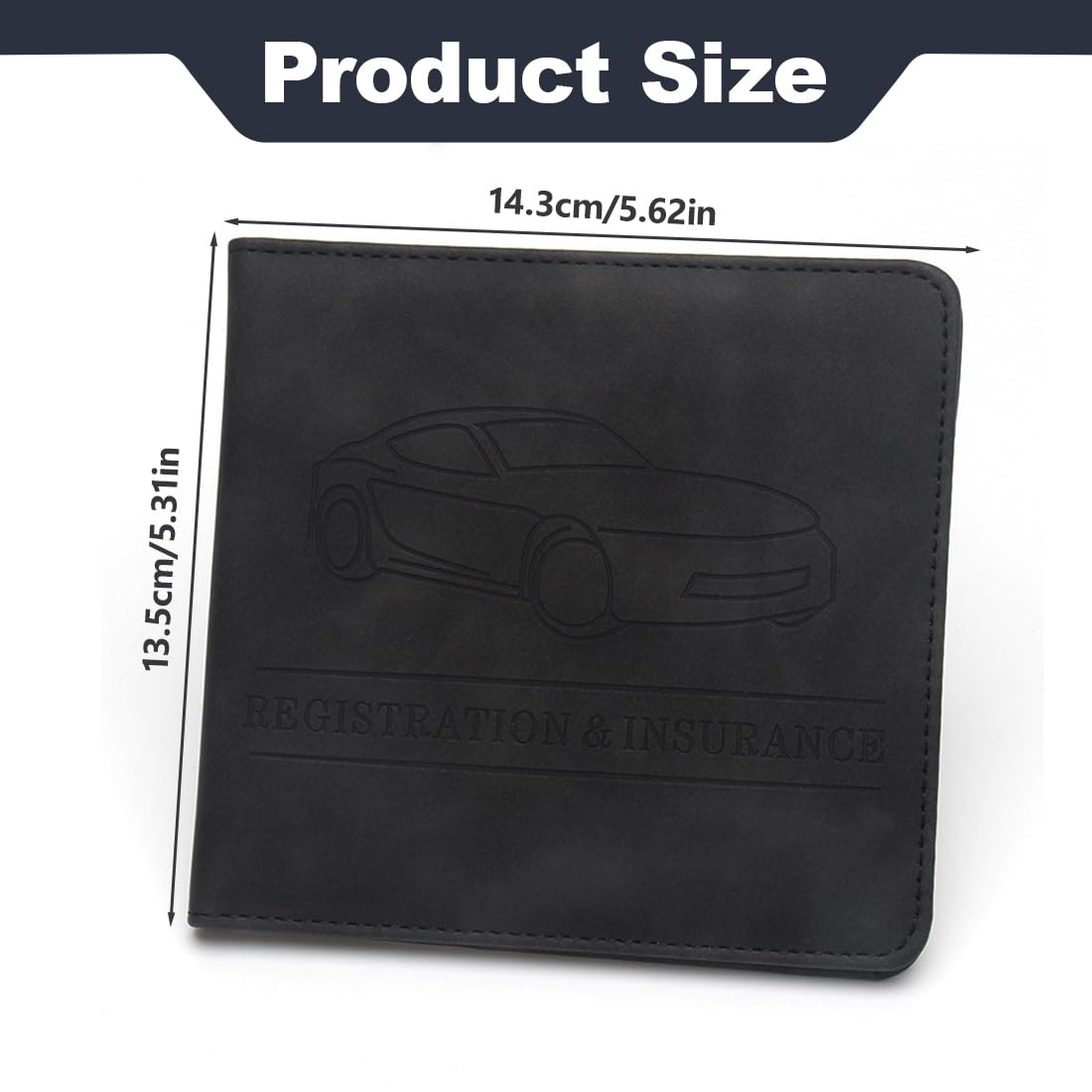 Porta Documentos para Coche – 1 unidad, Funda Compacta de cuero sintético para Registro del Vehículo, Ideal como Porta Documentos de Coche (Negro)