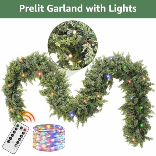 9Ft Prelit Real Touch Cedar Christmas Garland with Lights - image 2