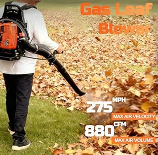 PROYAMA 72CC Gas Backpack Leaf Blower, 2-Cycle 880CFM 275MPH Gas Powered Engine, 2 in 1 Nozzle Low Vibration and Ergonomic Design with Cruise Control for Outdoor GardenYard Cleaning and Snow Removal