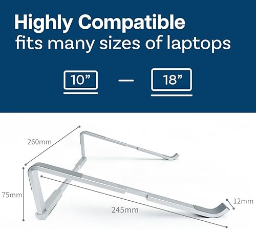 Miniatura 2 de MMOBIEL Soporte plegable para laptop  Elevador de 10 a 18 pulgadas  Soporte ventilado universal  Soporte para laptop para escritorio compatible con