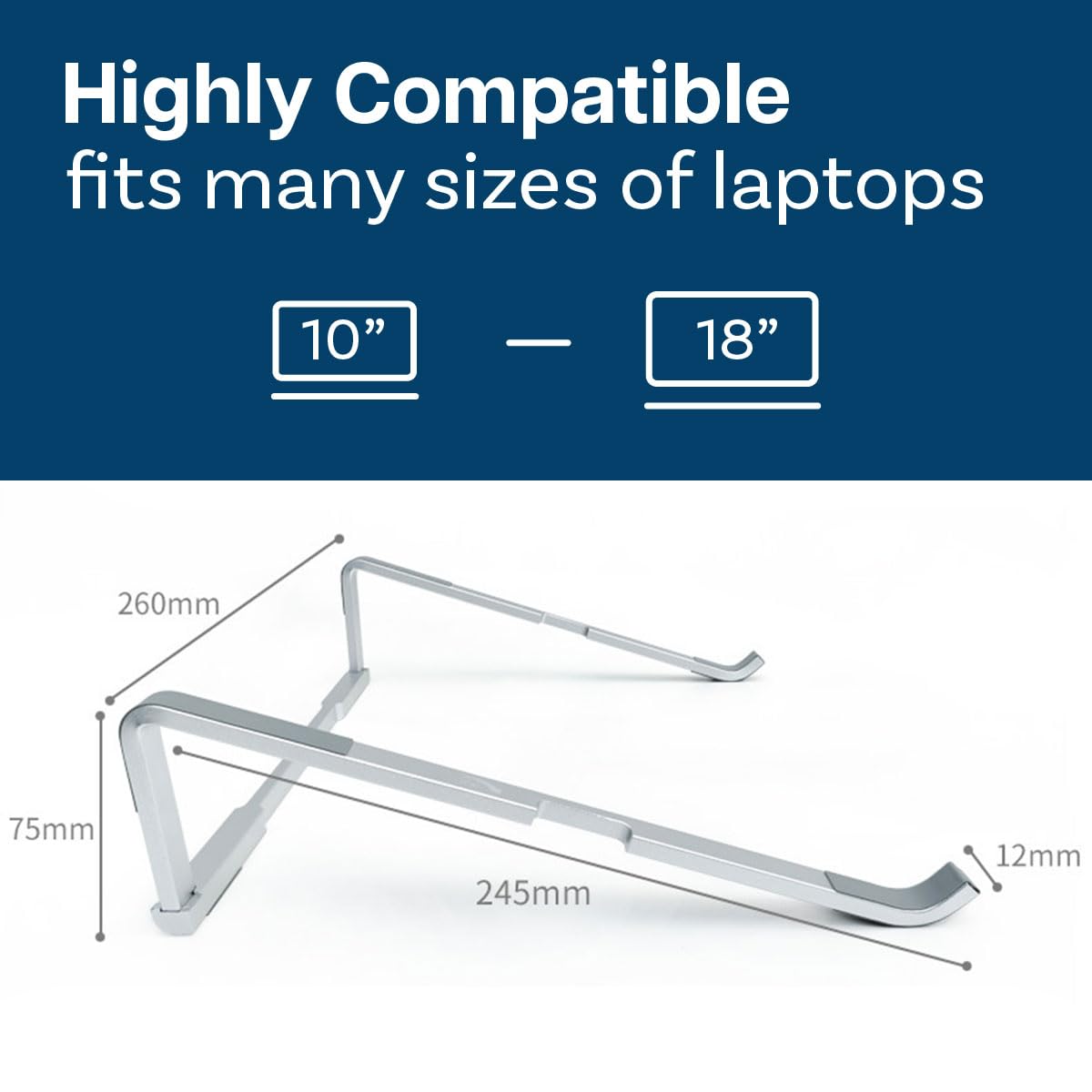 MMOBIEL Support Ordinateur Portable Pliable - Support PC 10 à 18 Pouces – Universel Ventilé pour Ordinateur Portable Compatible avec MacBook, Notebook, ASUS, Acer, etc. – Aluminium