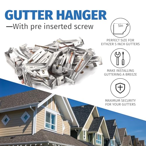 image for KishYa 50 Pack Gutter Hangers, Gutter Hangers 5 Inch, Rain Gutter Hang