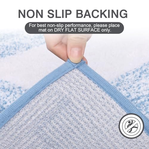 Alfombrilla de baño azul de microfibra de 60x90 cm lavable Enyhom 6
