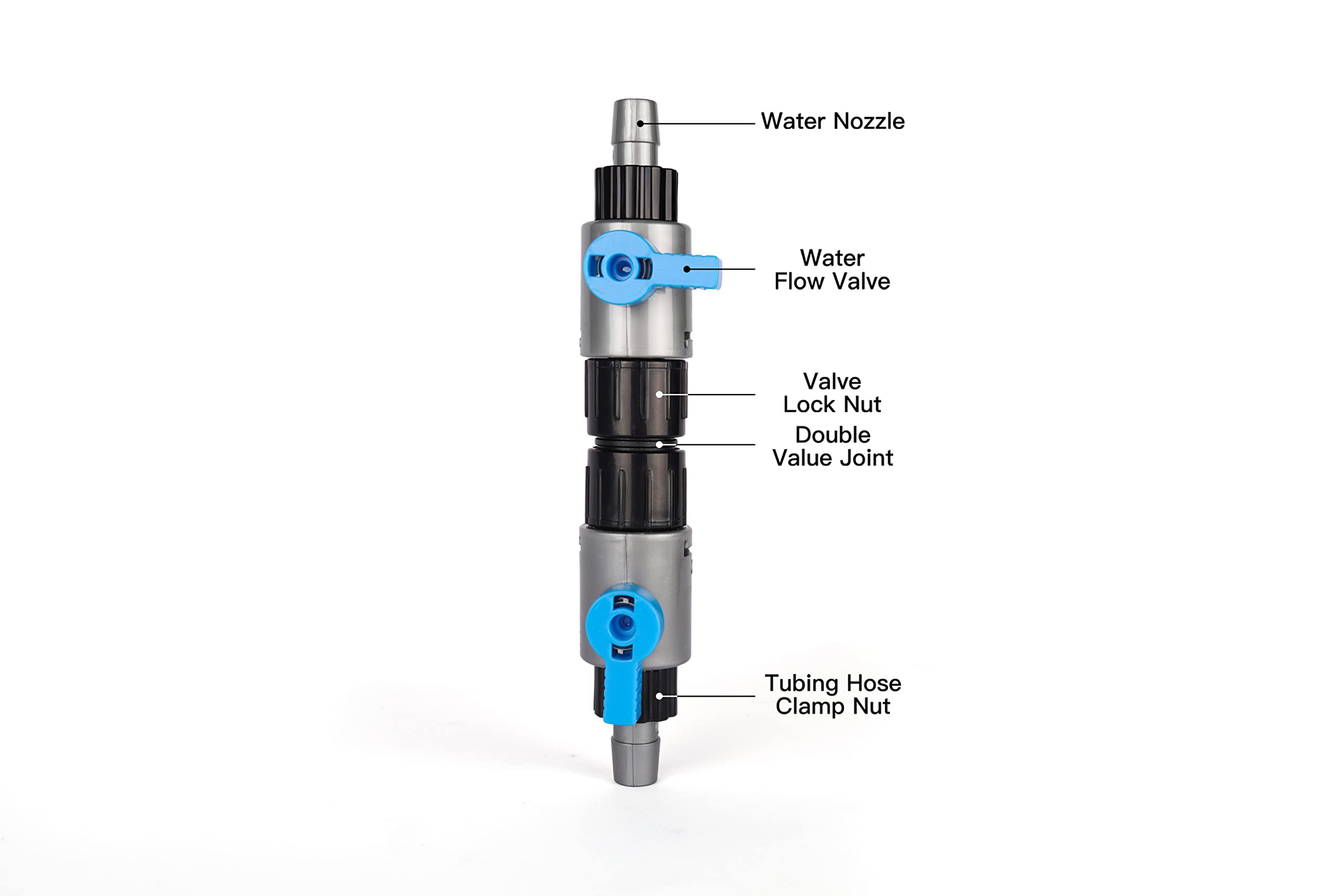 LANDEN Conector de doble pestaña para acuario, conector de manguera de filtro de recipiente, control de flujo de agua de pecera, válvula de liberación rápida,