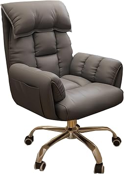 ErgonExecutive Office Chair - Adjustable Height Reclining Swivel Desk Chair with Arms - Comfortable Home Office Seating Stylish Lazy Sofa Chair on Wheels Gray A