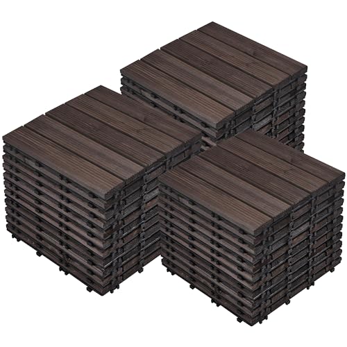 Yaheetech 33PCS Interlocking Deck Tiles Outdoor Patio Floor,Black