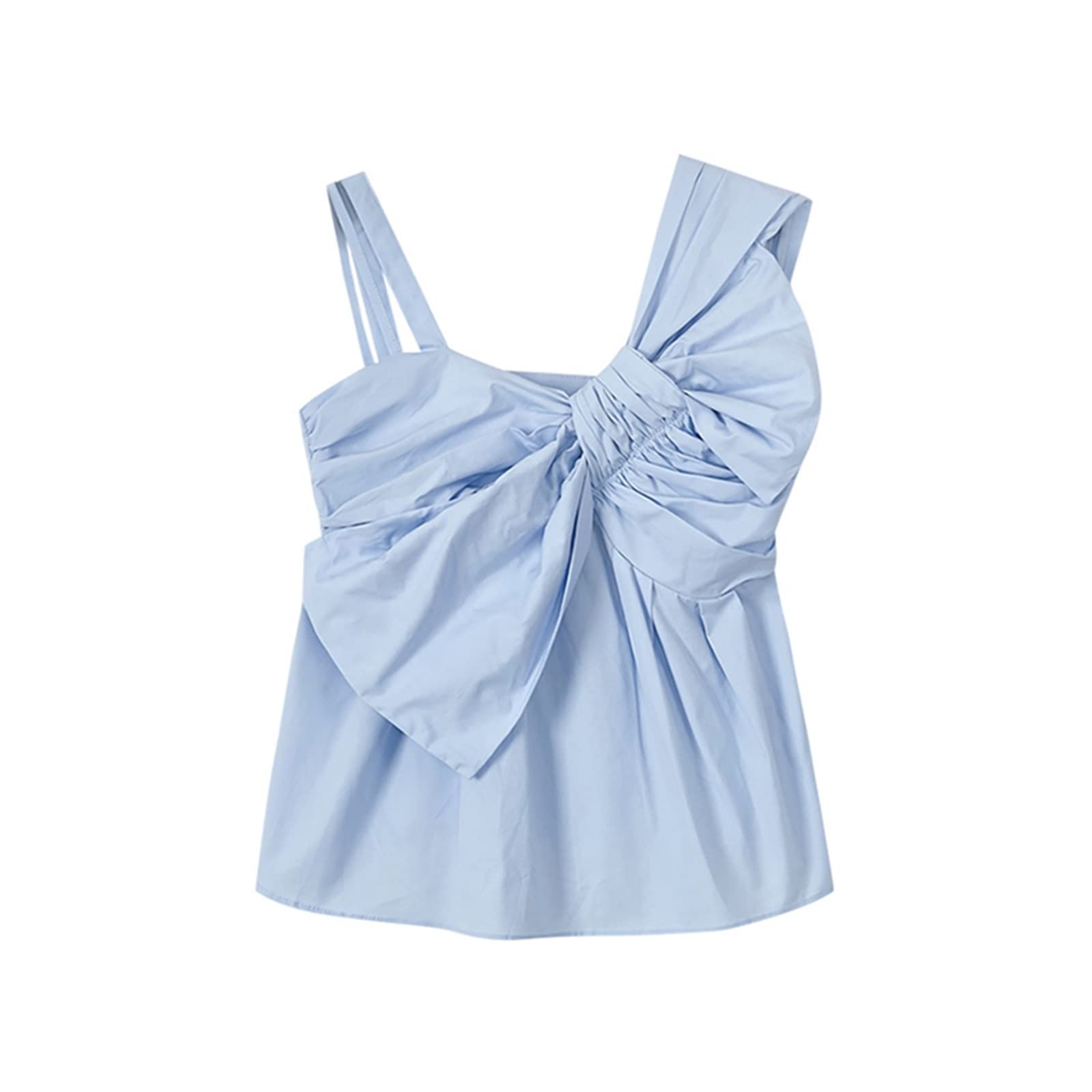ZZSRJ Camisole Mujer Verano Irregular Azul Corto Sin Mangas Top Sexy Vendaje Crop Top (Color : Blue, Size : X-Large)