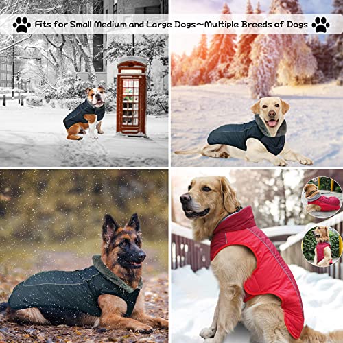 [Upgrade] Dog Winter Coat Thickened Dog Clothes Cozy Reflective Waterproof Dog Winter Jacket Warm Dog Apparel For Cold Weather British Style Fleece Vest Dog Sweater For Medium Large Dogs #TOP7