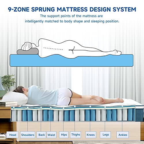 Wowttrelax 10 Inch Queen Mattress, Zero Pressure Memory Foam And Individually Wrapped Spring Hybrid Mattress, With Soft Silver Ions Knitted Fabric, Pressure Relief，Comfort And Support #TOP2
