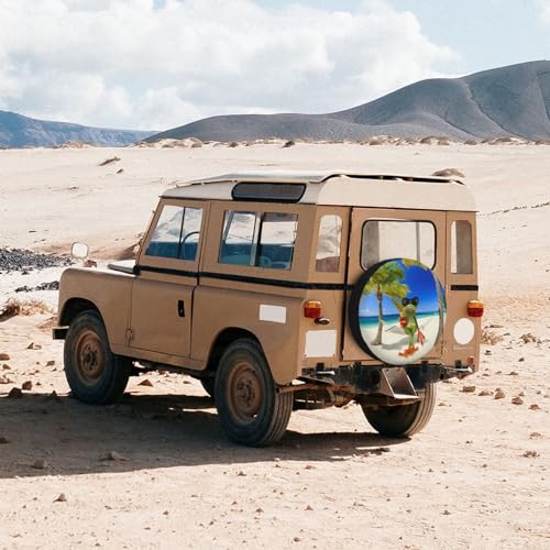 Image of Funny Frog Spare Tire Cover Trailer Tire Covers Weatherproof Wheel Protector Fit for Rv Trailer Truck Travel Trailers Accessories 14 inch Wheel Funny Frog