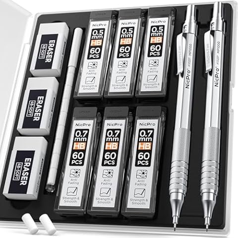 Nicpro MP1000 Mechanical Pencil Set with Case Cover