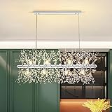 Goomavi Modern Crystal Chrome Chandeliers,12-Light Linear Firework Chandelier Lighting, Hanging Ceil