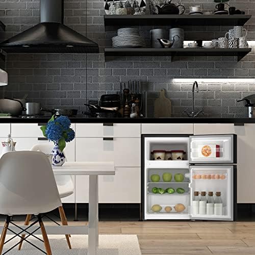 CHiQ 86L Under Counter Fridge Freezer, 25 L Freezer with 4 Star Freezing, 61 L Fridge,for Dorm, Apartment,Office, 12-year compressor warranty41db low noise, reversible doors with dark inox