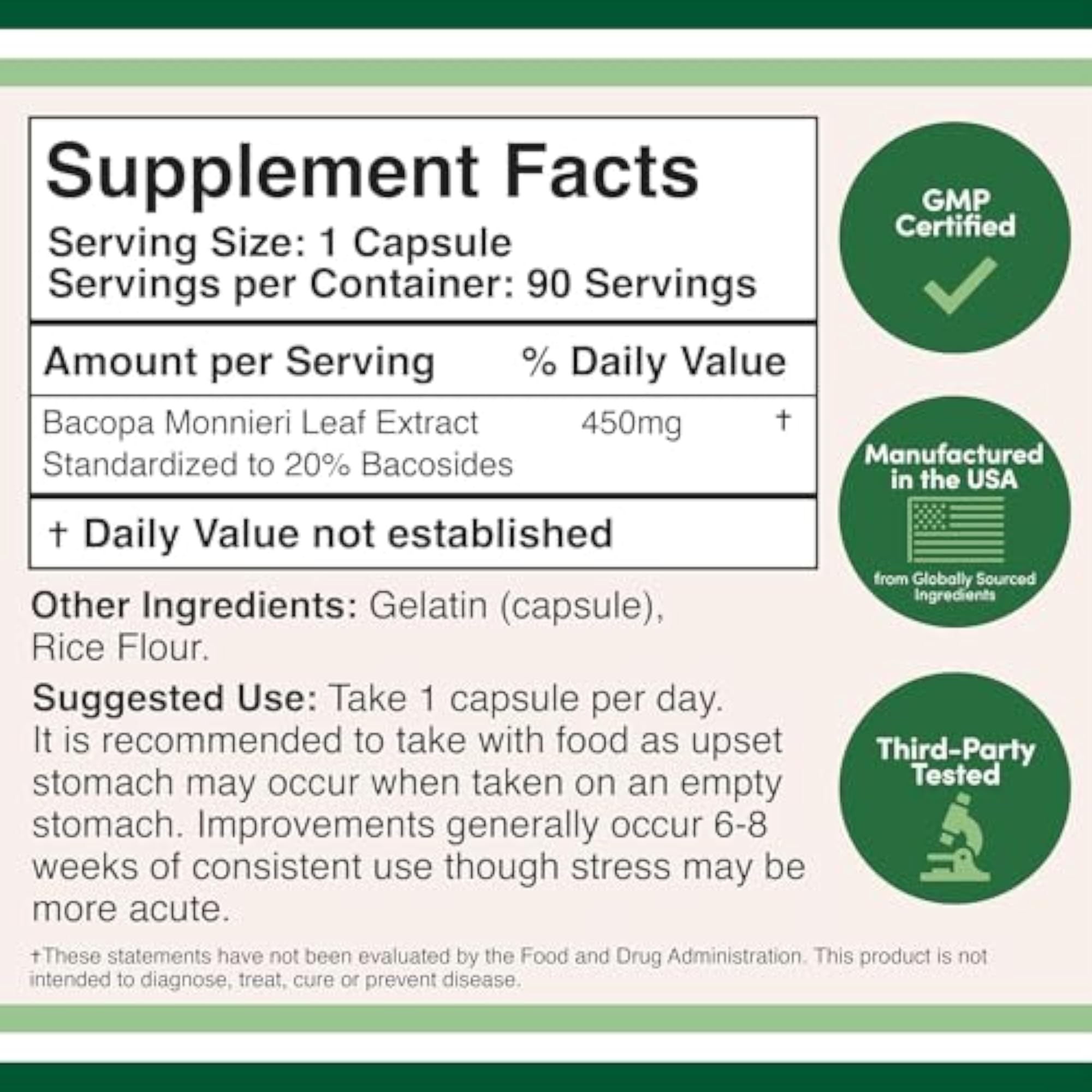 Bacopa Monnieri Capsules, 90 Count