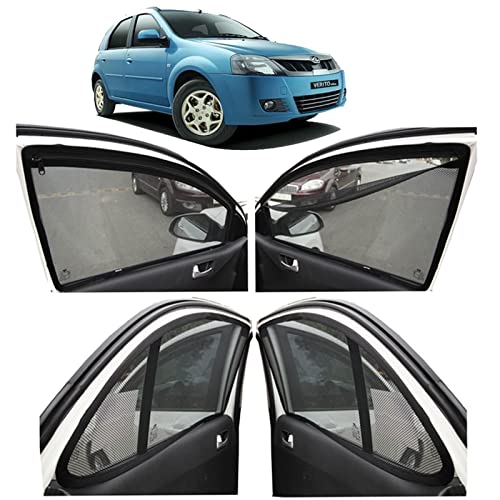 Image of Autofact Magnetic Car Sunshades Compatible with Mahindra Verito (Set of 4) - Easy Installation, UV Protection, Keeps Car Cool (Front 2 with Zippers for Easy Access, Rear 2 Without Zippers)