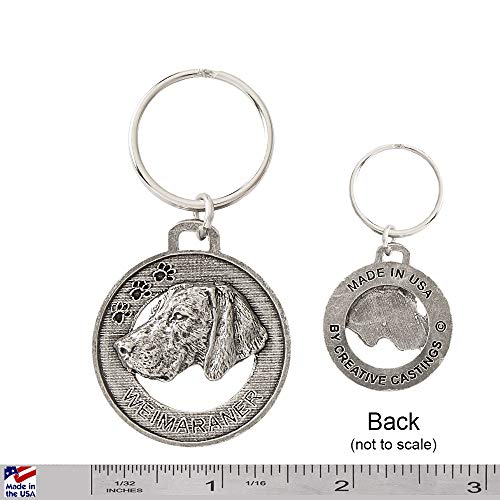 Weimaraner Keychain, Dog, Pewter, D176KC, 1 1/2", 100% Handmade in The USA, Pet, Tag, Metal, Keychain, Key Chain, Key Ring, Key Fob, Gift, Over 90 Dog Keychains2
