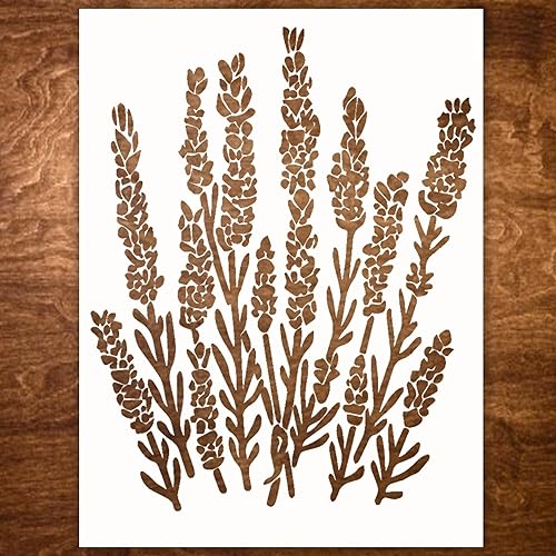 Large Lavender Stencil for Painting on Wood – Stencils for Crafts Reusable for Canvas, Fabric, Furniture and More -Floral Stencil for Painting on Walls –Ideal Pattern Style for Home Décor -8x10 Inches