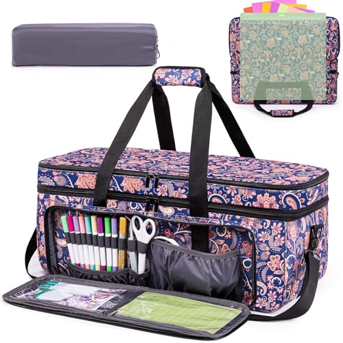 IMAGINING Carrying Case for Circut Maker 3 Maker 4 Double-Layer Machine Bag with Cover for Circut Explore 4 Explore 3 Explore Air 2 Storage Organizer for Circut Accessories and Tools