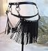 HUI GUO Women's Gothic Leather Tassel Body Leg Harness Garter Waist Belt Fringe Skirt for Music Festival Dance Party (Black), One Size
