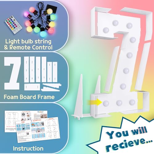 Image of Imprsv Colorful 4FT Marquee Numbers 7, 18 Colors Large Light up Numbers