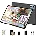 SUAAT Tablette Android 15 avec 64 Go de RAM + 2 To TF, écran 10,1", Octa-Core, Gemin AI, WiFi 6, Bluetooth 5.0, double caméra 8 MP + 5 MP, 1280 x 800 HFD, Cast, OTG, type C, avec étui, Play Store noir