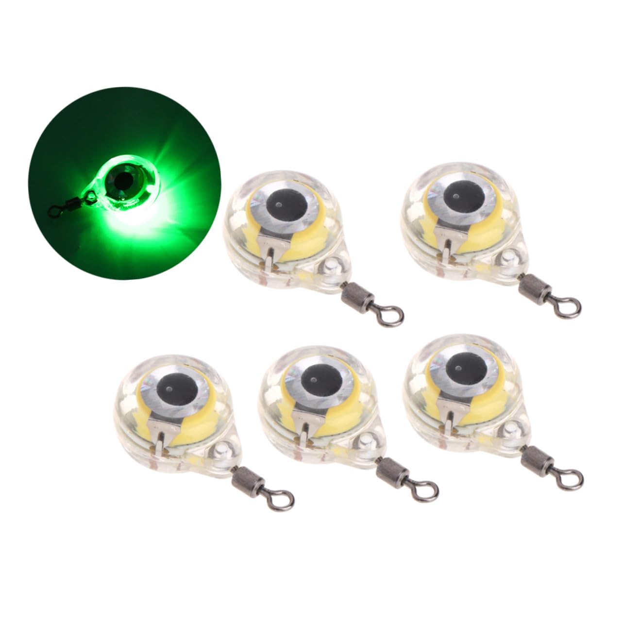 MUSISALY 5Pcs LED Fishing Round Shaped Underwater Light for Night Fishing Colorful Flashing Lamp with Connecting Ring Deep Drop Bait for Offshore and Inshore Fishing