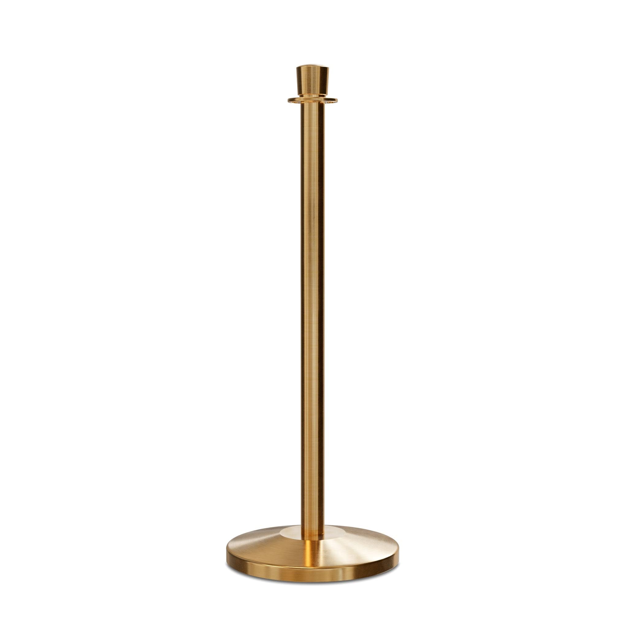 Montour Line Cline Post and Rope Stanchion, Sloped Base, (Satin Brass Post, Crown Top)