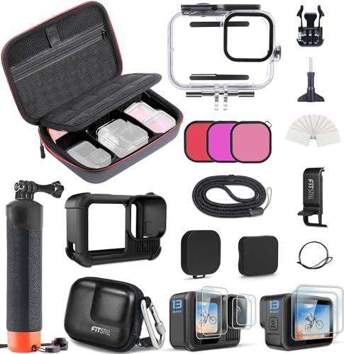 Juego de protección para Go Pro Hero 13 FitStill con carcasa impermeable de 60m y bolsa