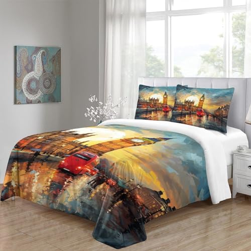 Housse de couette microfibre Londres 3D sans repassage avec zip invisible