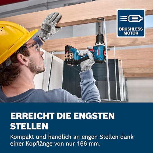 Bosch Professional 18V System Akku-Bohrschrauber GSR 18V-65 (bürstenloser Motor, Kopflänge 166, inkl. 2x Akku GBA 18V 5.0Ah, Ladegerät GAL 18V-40, L-BOXX) 3