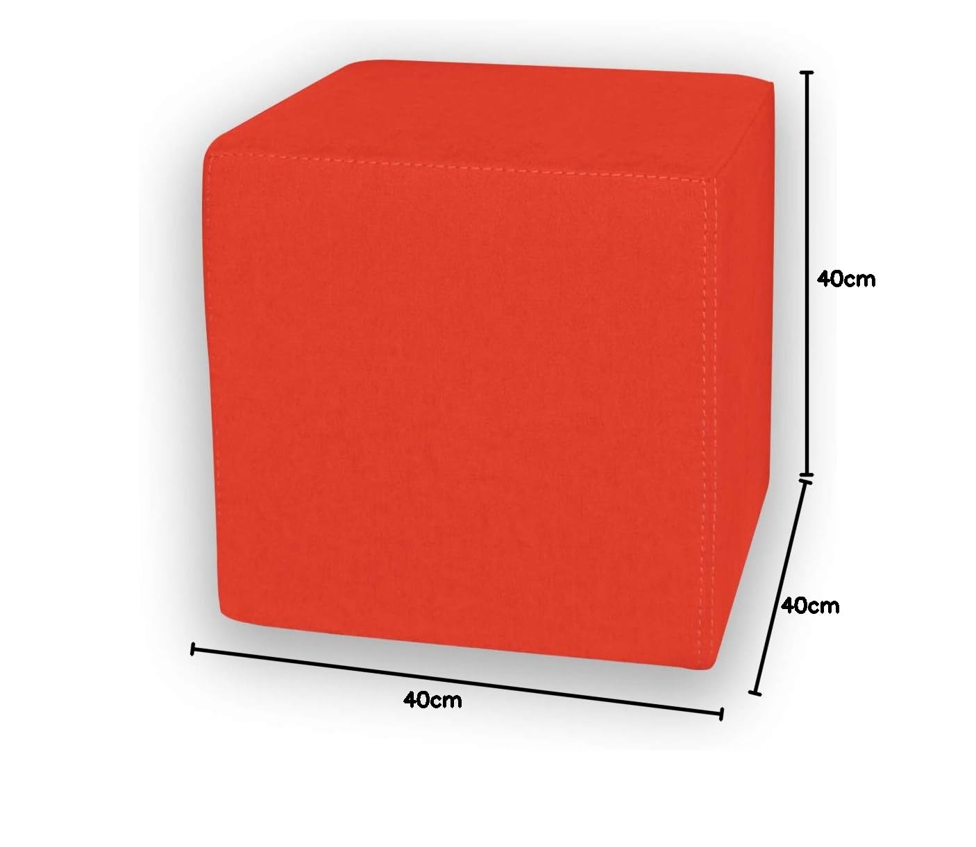 Betten-ABC KUBI Sitzhocker Sitzwürfel Bodenkissen Fußhocker 40x40x40 cm fünf Farben Wohnzimmer, Kinderzimmer, Gästezimmer oder Flur (Farbe: Rot-Orange)