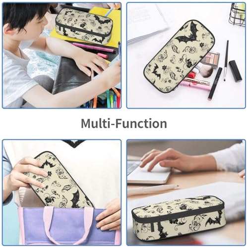 Image of Gothic Bat Pencil Case Aesthetic Large Capacity Pen Pouch | Storage Bag with Compartments for Travel School Office Organizer