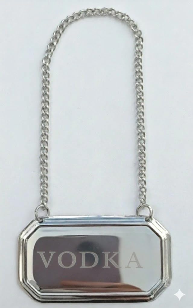 County Engraving Personalised Silver Plated Decanter Label Tag Chain - Engraved Gin Whisky Brandy (Vodka)
