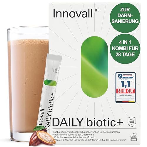 Innovall DAILYbiotic+ Darmsanierung mit dem 4in1 Superfood für Darmflora, Mikrobiom & Darmgesundheit - Bakterienkulturen/Darmbakterien (Milchsäurebakterien & Bifidobakterien) & Präbiotika Pulver