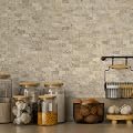 SUNWINGS 5-Sheet Peel and Stick Mosaic Natural 3D Stone Self Adhesive Travertine Tiles, 10.63" x 11.22" Stick on Backsplash for Kitchen Bathroom Fireplace Vanity, Beige