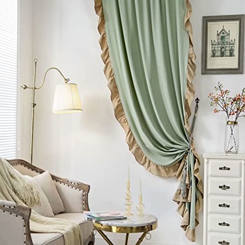 Cortinas con volantes de algodón natural confeccionadas a mano con caída romántica 7