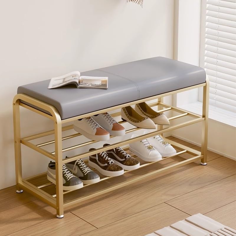 Meuble à chaussures à 3 niveaux gris de 60 cm pour entrée