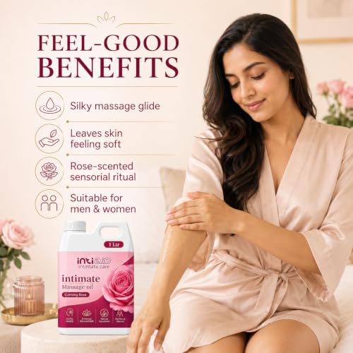 Image of Rose Intimate Massage Oil. Luxuriously Scented Self-Care Oil for Personal Moments. Sensual Touch for ultimate Pleasure & Relaxation - 1Ltr