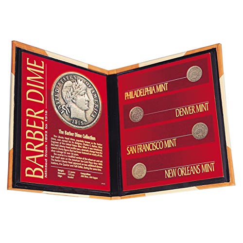 Barber Dime Coin Collection | Genuine United States Dimes Over 100 Years Old | 4 Piece Mint Mark Set
