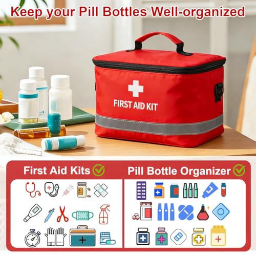 Image of DOITOOL Portable First Aid Bag Empty Medical Storage Bag Red Shoulder Medicine Pouch First Aid Organizer for Camping Hiking Home Car Outdoor Travel
