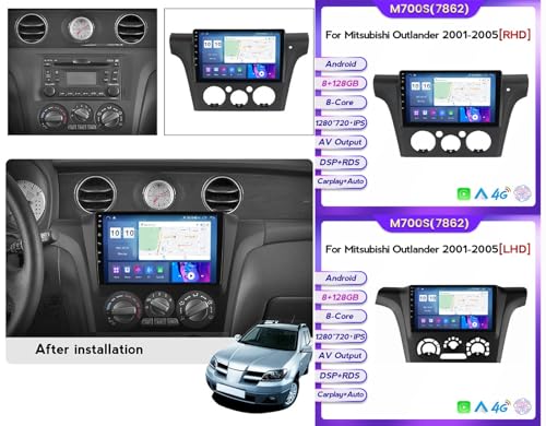 Radio de coche con Android 12 y Carplay inalámbrico para Outlander 1 RHD 2