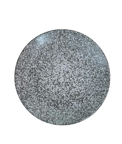 Image of Ceramic Plate Set,10 inches - Set of 6 Large Size Dinner Plate for Snacks, Appetizers etc. Handmade Stoneware Dinner Plate (Blue) (Black Marble)